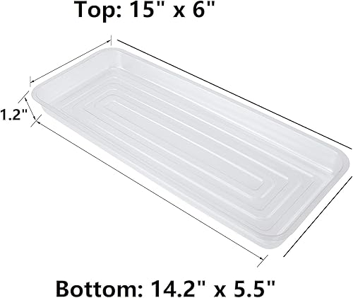 Miniatura 9 de Idyllize 5 bandejas rectangulares de plástico grueso transparente de 11.5 x 5 pulgadas para macetas, alféizares de ventana y estante de ventana