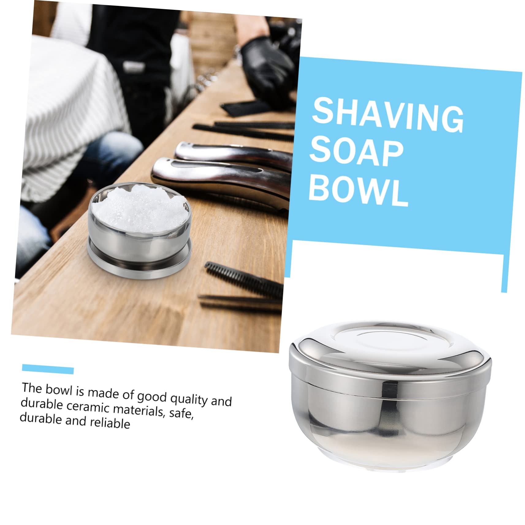 FOMIYES 2 Pcs Stainless Steel Shaving Bowl Shave Soap Foaming Shaving Bubble Container