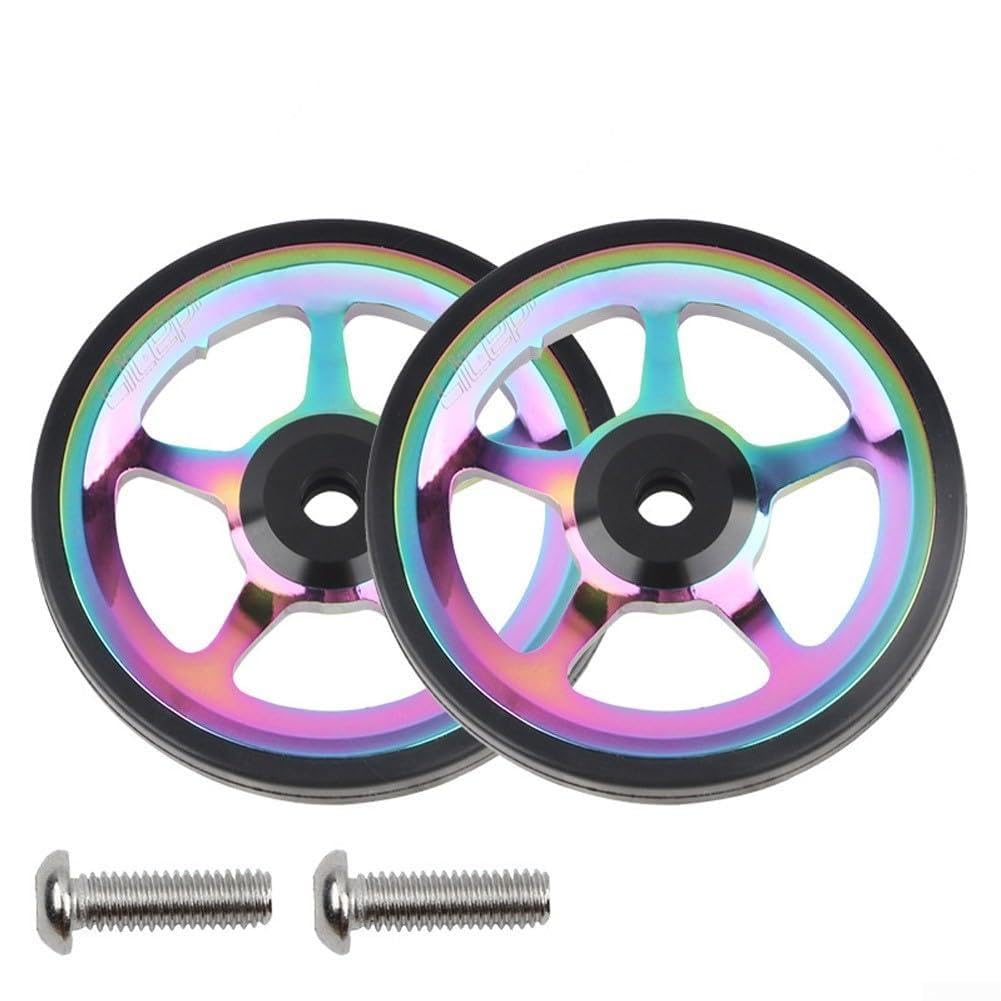 HaloModora Lightweight Aluminum Easy Wheel for Brompton Bikes, Sealed Bearing Push Roller, 60mm Modification Accessory(colorful)