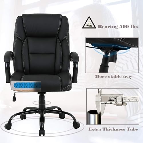 Miniatura 7 de Silla de oficina ejecutiva grande y alta, resistente, 500 libras, silla de escritorio para computadora, ergonómica, respaldo alto, silla giratoria