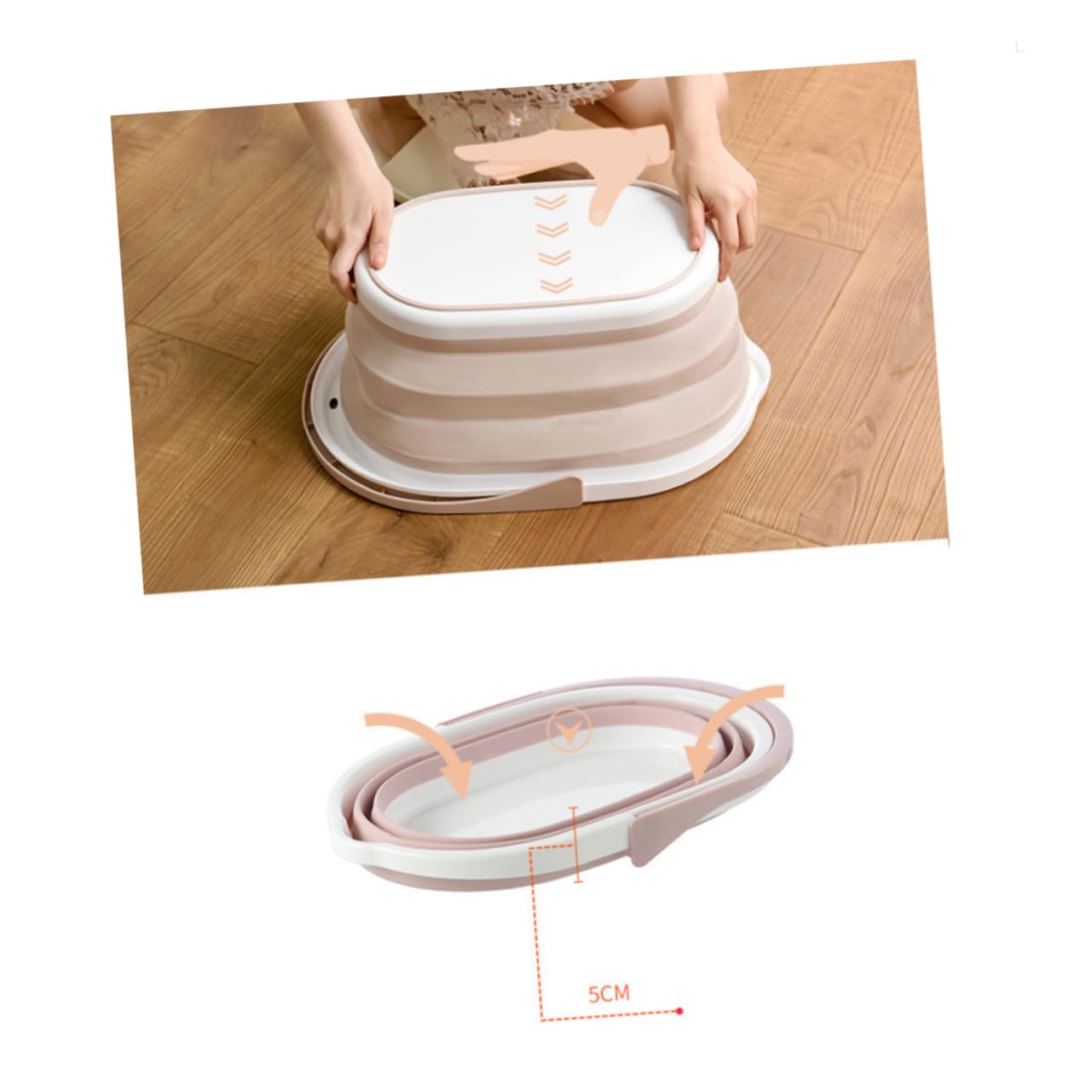 Secchio Pieghevole per Straccio in Plastica Pp Beige, Portatile | Piastrelle e Parquet, Secchio Lavabile a Uso Aziendale, Accessorio per Pulizia Pavimenti