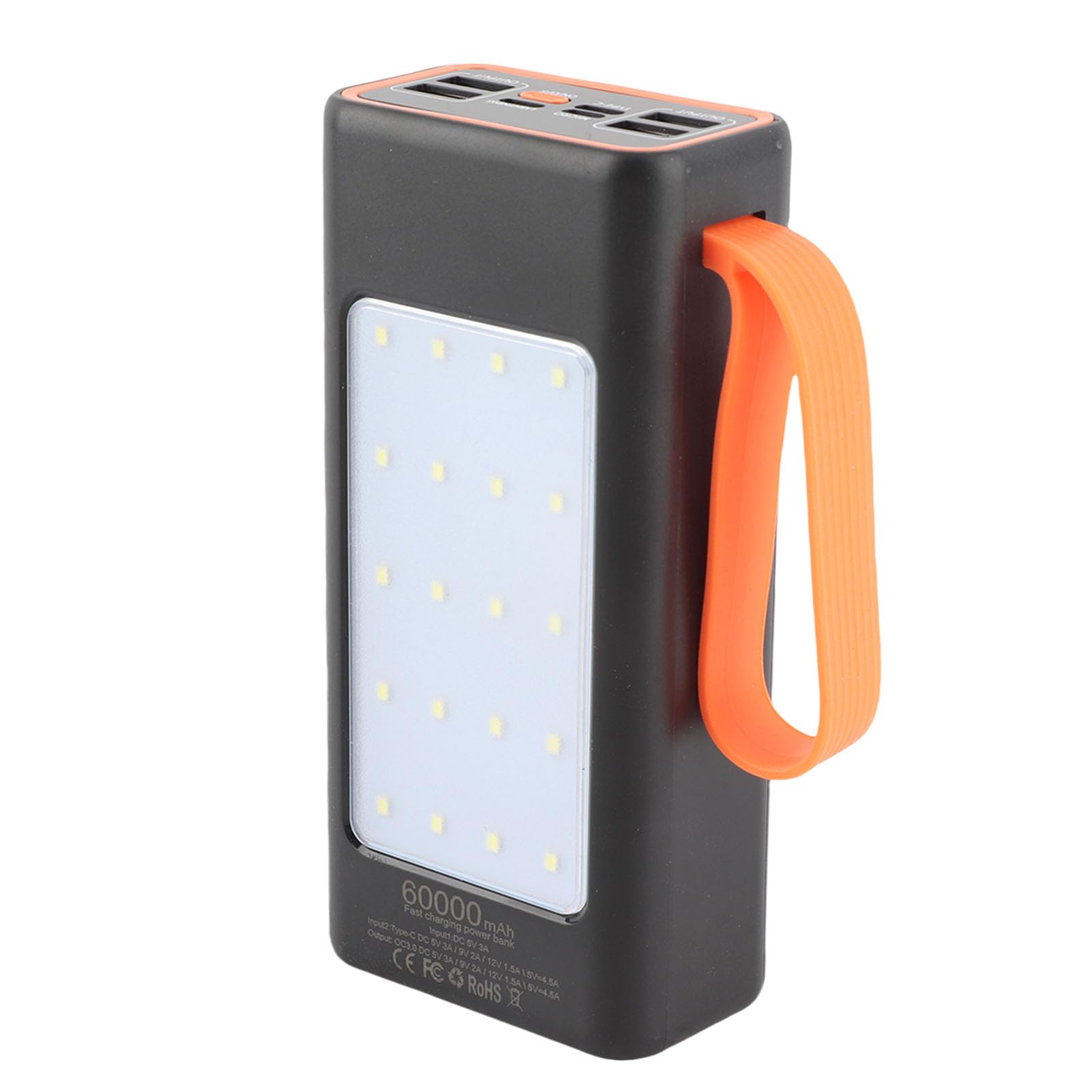 Cocoarm Power Bank Portatile, Batteria Ricaricabile ABS 60000mAh PD66W a Ricarica Rapida con Luce LED, Caricabatterie di Riserva Agli Ioni di Litio QC4.0 per Uso di Emergenza in Campeggio