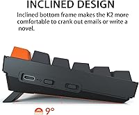 Vista 4 de Keychron K2 Teclado mecánico inalámbrico Bluetooth/USB con cable, diseño 75% intercambiable en caliente, 84 teclas, retroiluminación LED RGB, marco
