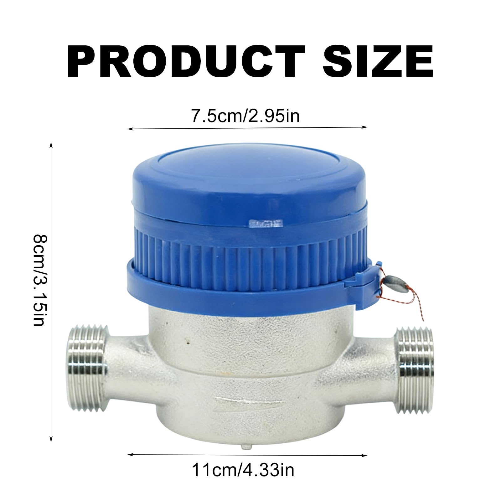 Compteur d'eau froide calibré 1/2" - Compteur d'eau de jardin avec couvercle de protection - Robinet - Compteur d'eau froide - Meilleure précision de mesure - Affichage numérique de 0 à 40 °C