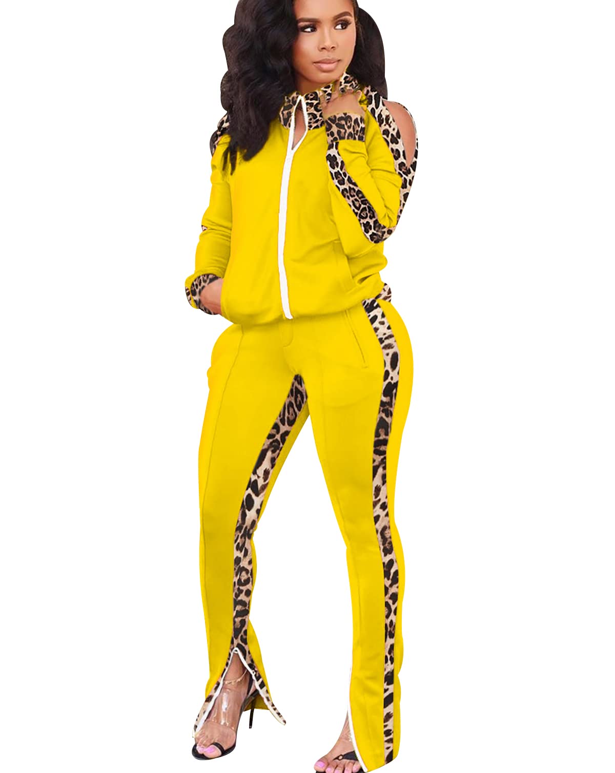 Ladies Tracksuits Tracksuit Women Leopard Lounge Wear Set