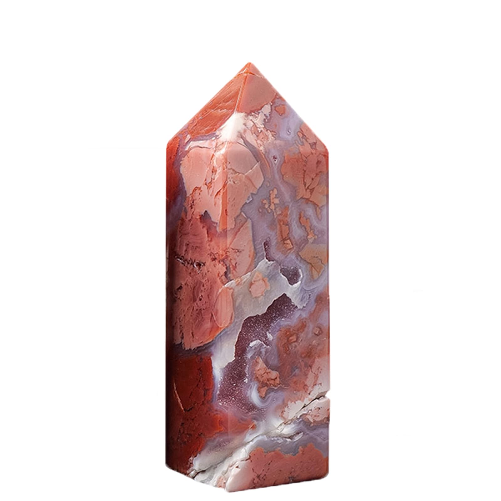Hhhxkkuo Natural Red Agate Crystal 4Faceted Single Terminated Obelisk