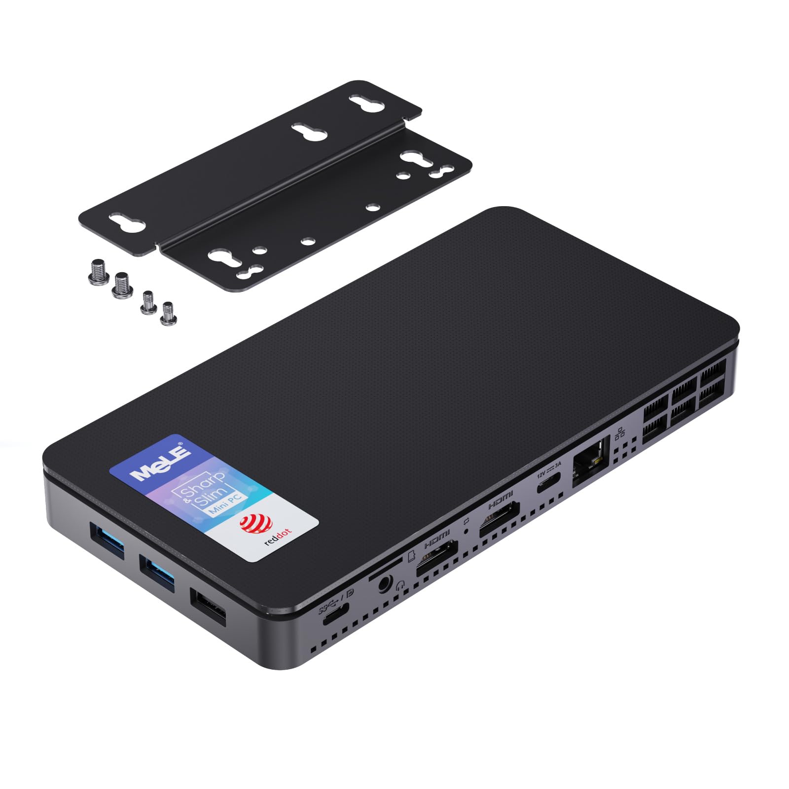 MeLE Reddot Winner Overclock 4C N100 (up to 3.4GHz) Slim Mini PC 32GB DDR4 512GB SSD Dual HDMI + USB Type C 4K Triple Display 2.4GHz/5GHz WiFi BT5.2