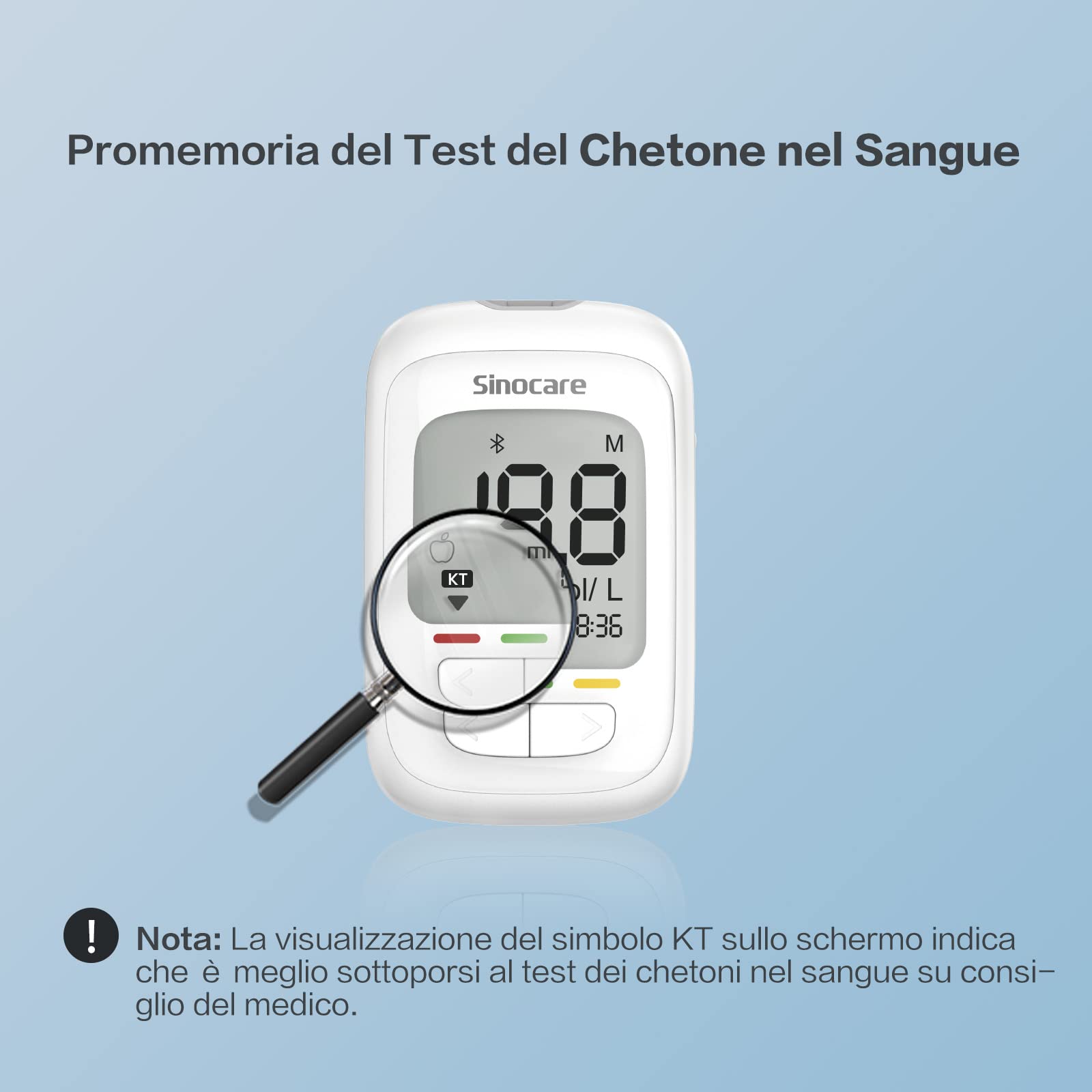Sinocare Misuratore Glicemia, Glucometro con 100 Strisce Glicemia e 100 Lancette, Elettrodo d'argento più Preciso, Risultati in mg/dL