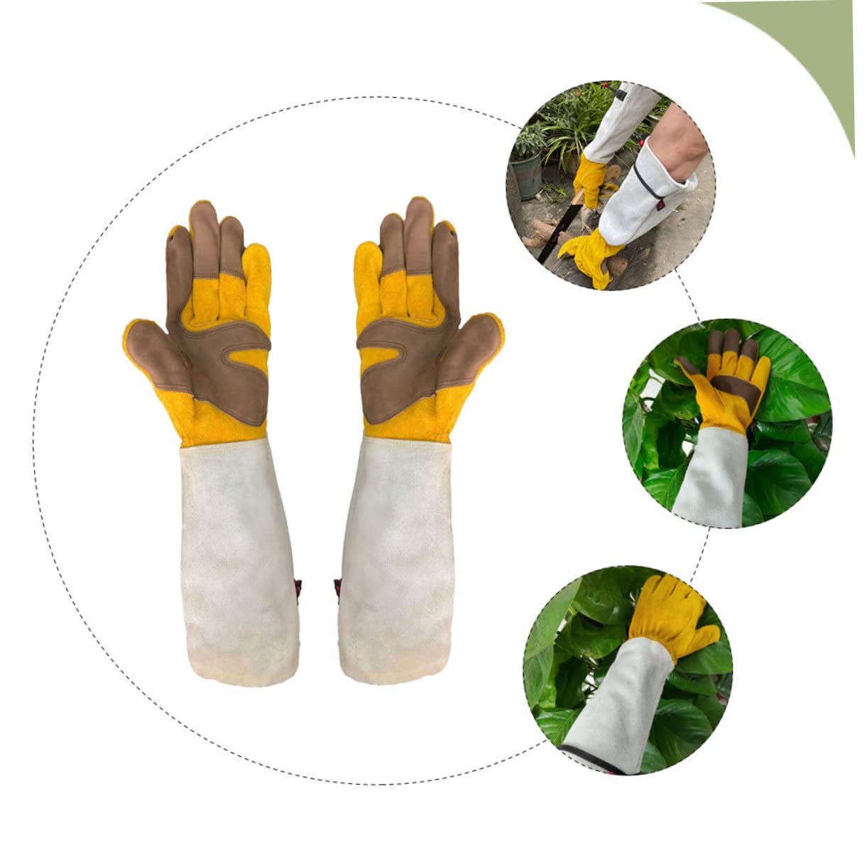 Guantes de Jardinería a Prueba de Espinas para Plantas Espinosas, Hechos de Cuero Sintético Cómodos para Mantenimiento y Manejo,