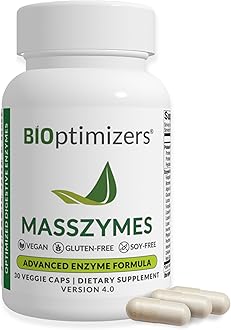 BIOptimizers MassZymes - Complete Digestive Enzymes Supplement for Gut Health - Bloating Relief for Men and Women - Lipase Amylase Bromelain Digestive Enzymes (30 Capsules)
