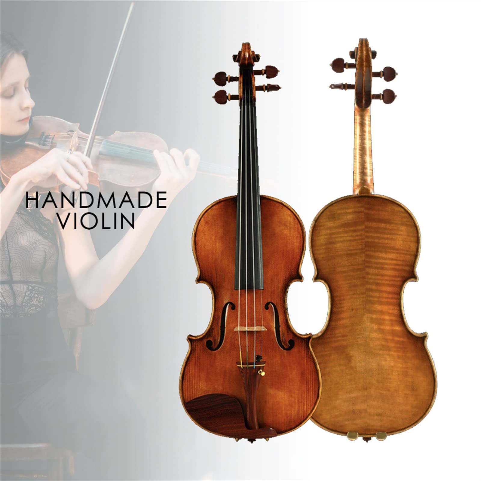 Violini per Studenti 4/4 Violino Top In Abete Europeo Fondo In Acero Violino Suono Ricco Con Arco Di Violino Ponte Per Violino Custodia Per Violino Professionale Violino