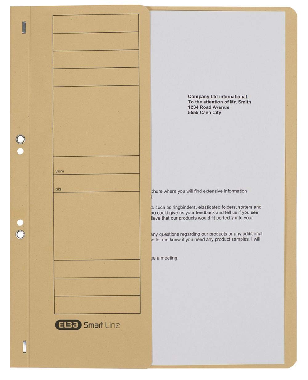 Elba 21451CH Lot de 50 chemises perforées en carton manille avec demi-rabat sur la face avant Chamois 250 g/m² A4 Capacité 200 feuilles