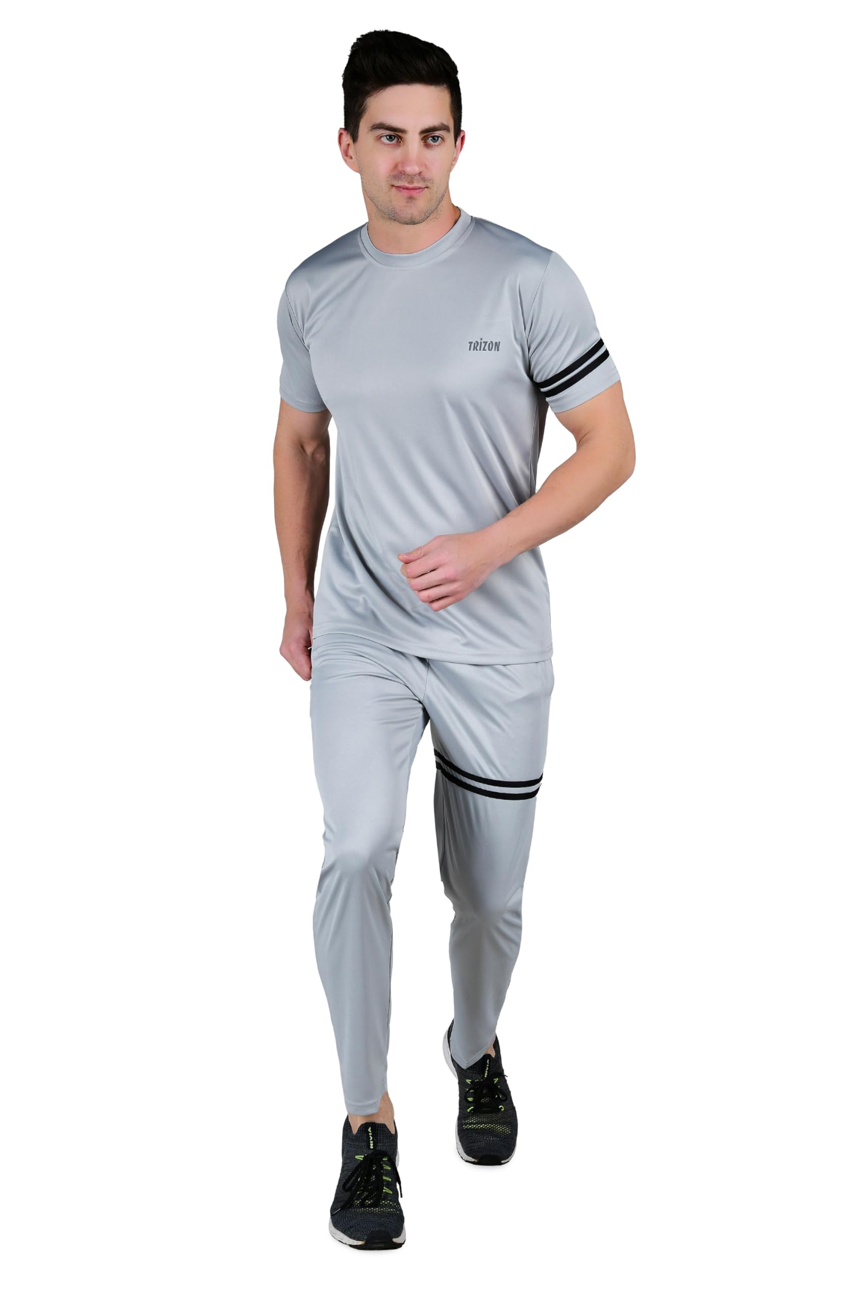 trizon Lycra Quick Dry Printed Gym t-Shirt and Track Pant Combo for Men|Sports wear Tracksuit for Men (IN, Alpha, M, Regular, 1, Light Grey)-picture-45