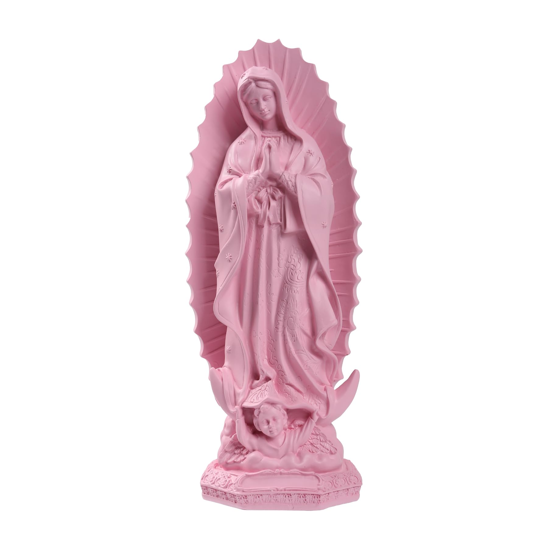 Photo 1 of 12 Inch Virgen de Guadalupe Statues Pink - Pink Virgin Mary Statue, Our Lady of Guadalupe Mother Mary Statue, Catholic Virgencita de Guadalupe, Vrgin Mary Jesus Figurines for Home Decor Gifts
