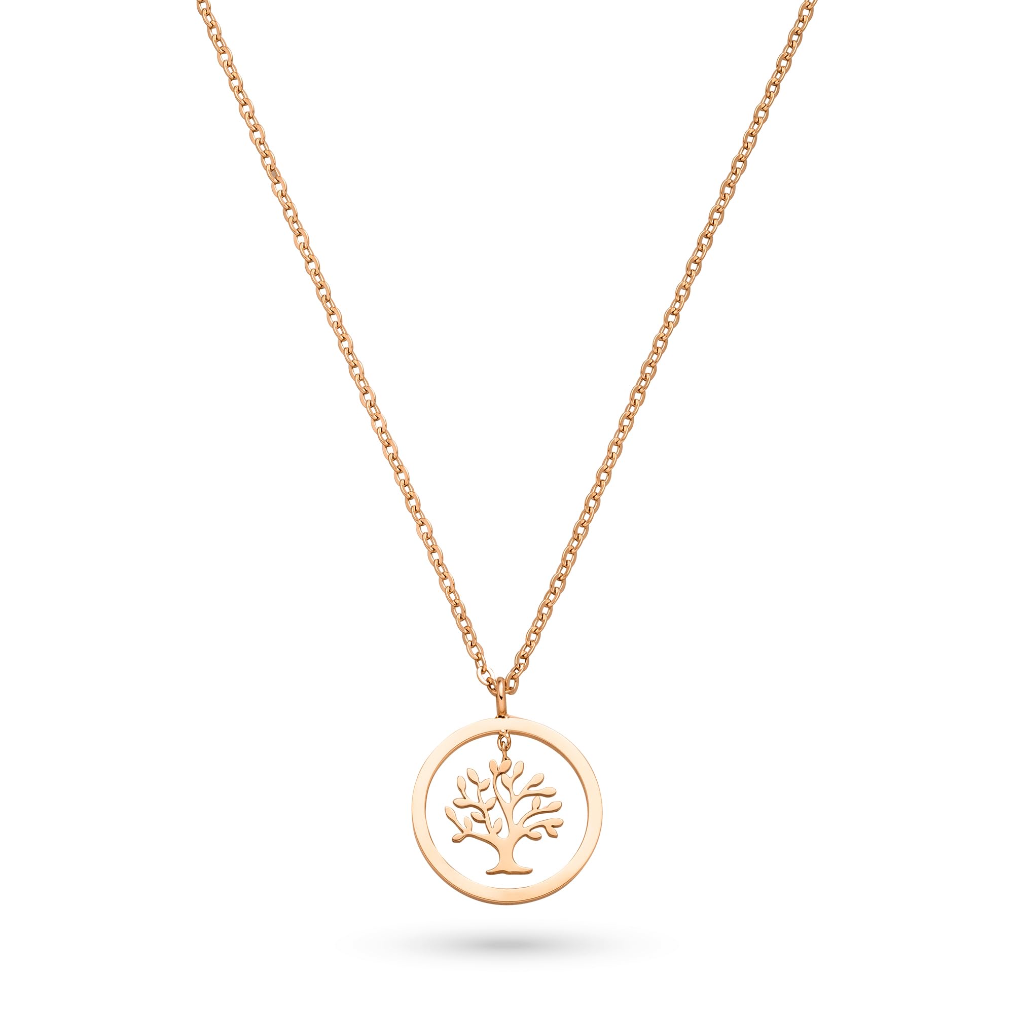 s.Oliver Necklace, elegant necklace made of polished stainless steel, IP rose gold, anchor chain, 47 cm, waterproof and skin-friendly