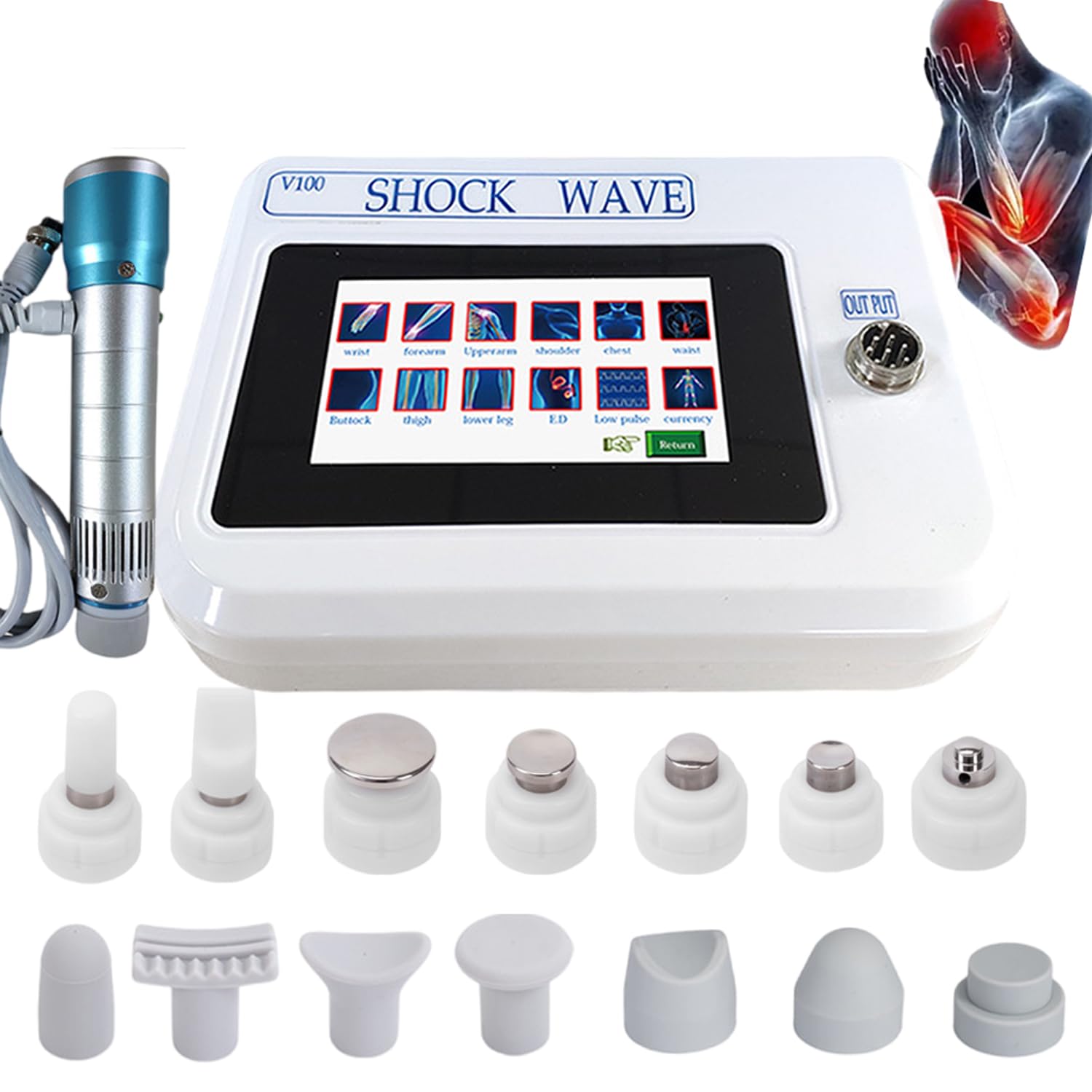 Stoßwellentherapie Gerät Erektile Dysfunktion Extrakorporale Stoßwellentherapie Maschine V100 für Zuhause Radialer Fokussiertes Massagegerät für Muskelentspannung Gewebetherapie Schmerzlinderung