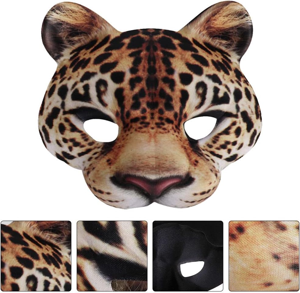 Amosfun Half Face Masquerade Masks Venetian Animal Leopard Half Masks Costumes Mardi Gras Masks with Bells Cosplay Kabuki Cat Masks for Masquerade Dancing Party : Toys & Games