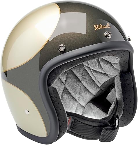 Miniatura 4 de Biltwell Bonanza - Casco de motocicleta de carbón metálico  champán festoneado aprobado por DOT