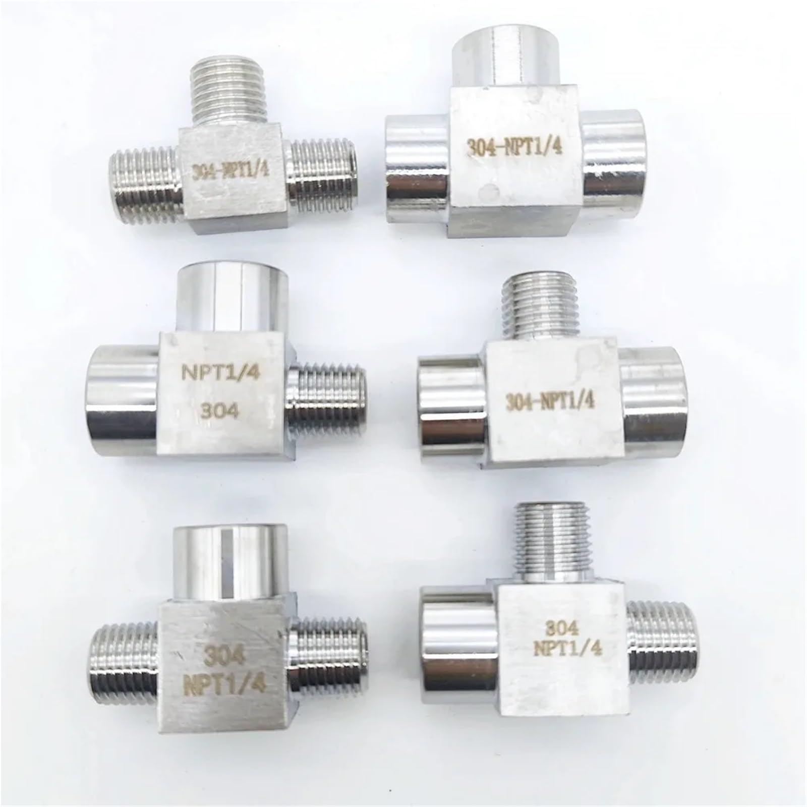 10 piezas de accesorios de tubería en T de acero inoxidable 304 de 3 vías, rosca NPT BSP de 0.12 pulgadas, 0.25 pulgadas, 1 cm y 0.5 pulgadas
