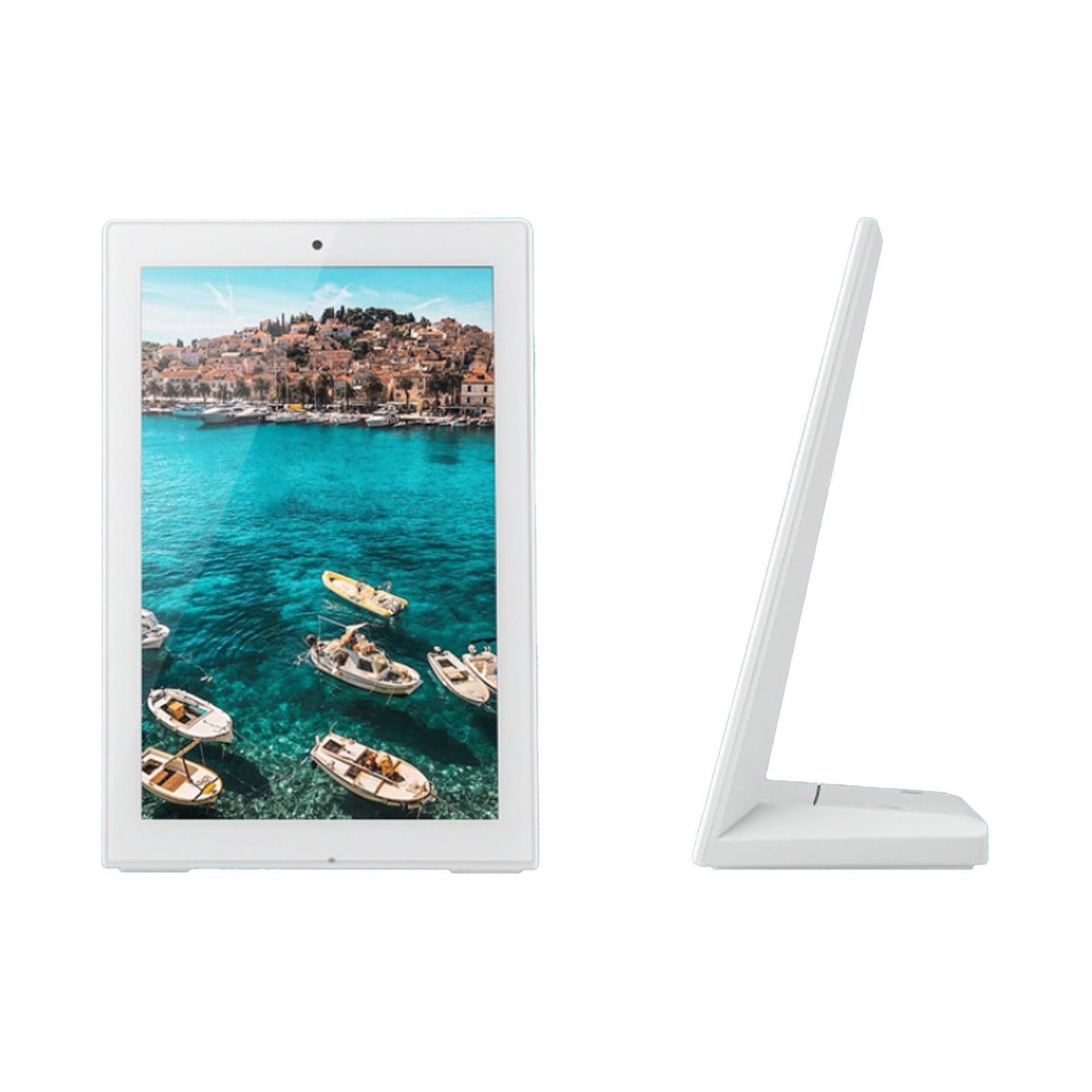 KRYANFEN Digital Menu Board Digital Advertising Display Screen, Dual-Scene for Ordering Advertising, HD Display Sensitive Touch, 2G RAM Bluetooth 4.0, Expandable with Camera +CAM+POE+NFC
