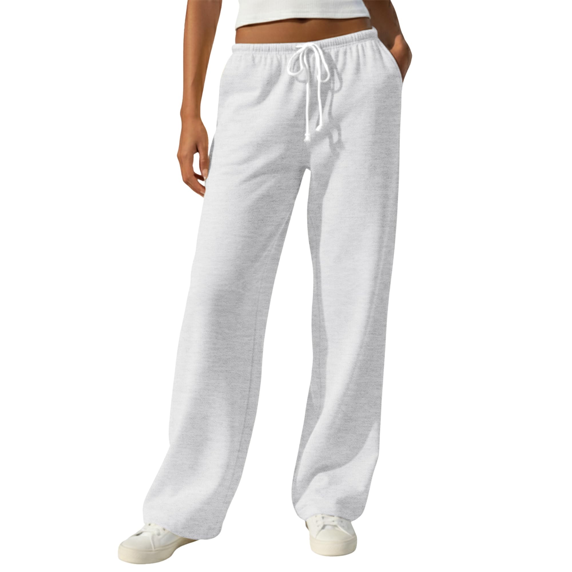 GIVON Womens Wide Leg Sweatpants Cotton 100 Drawstring Casual Baggy with Low Waist