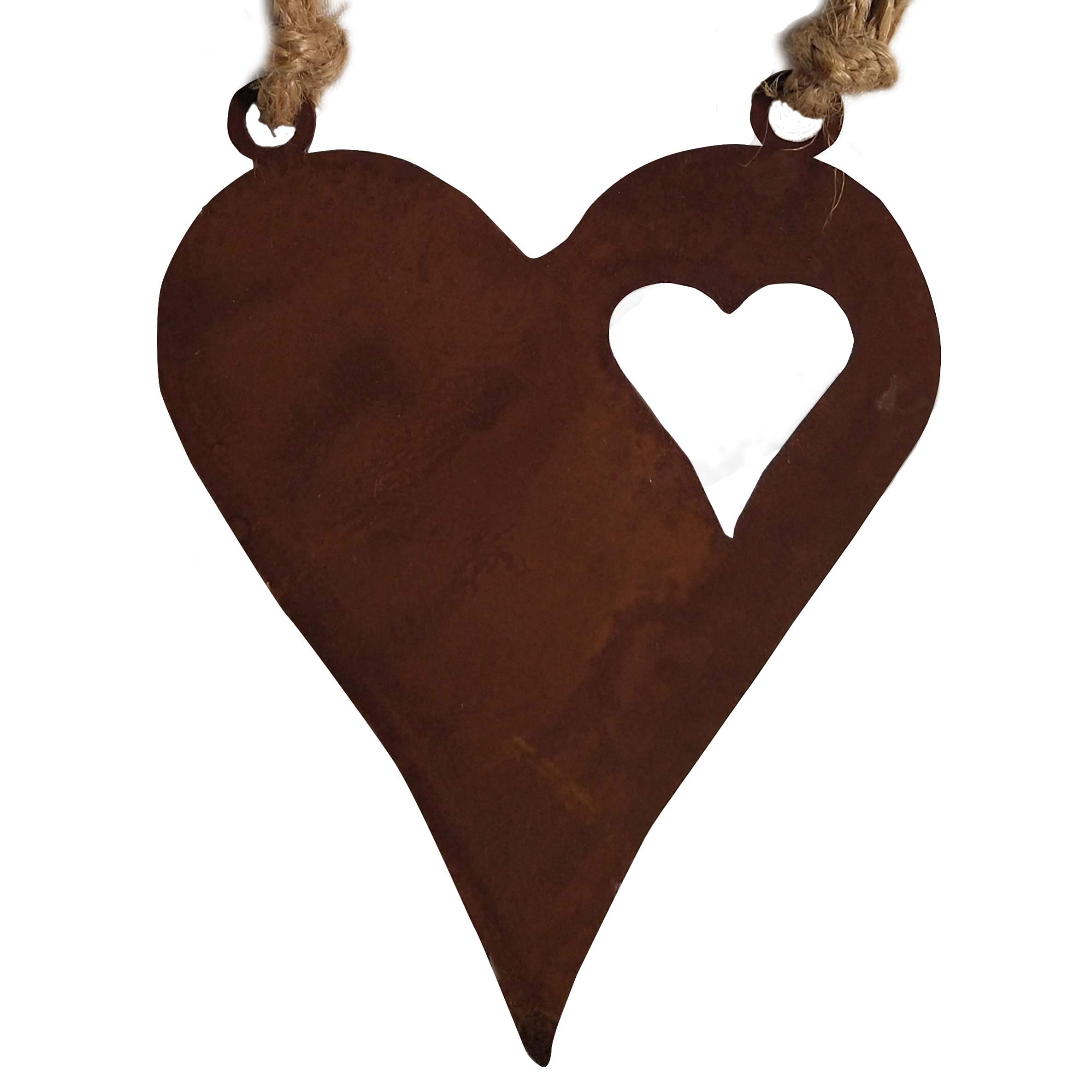 Decorazioni Da Giardino A Cuore In Metallo Effetto Ruggine - Set 3 Pezzi, Diverse Misure, Per Recinzioni, Prato E Pareti