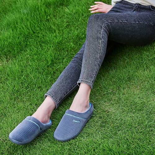Image of House Slippers for Women with Arch Support | Memory Foam Non-Slip, Two Tone Embroidered Soft Home Slippers, All Season Comfort