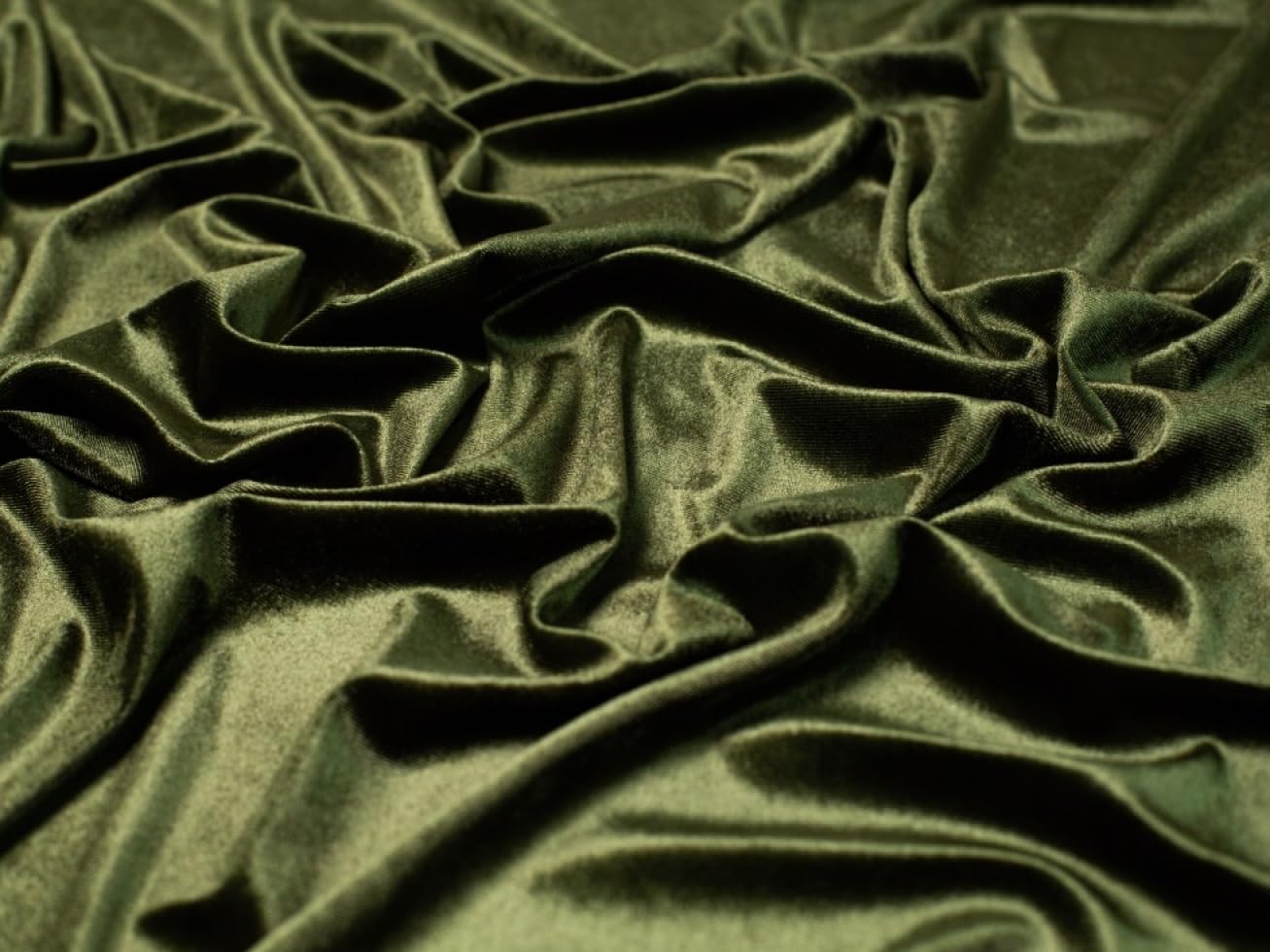 Minerva Olive Green Core Range Velvet Stretch Knit Apparel & Dress Fabric - Mediumweight & Suitable For Dressmaking - Approx Width: 150Cm / 60" - Sold Per Metre