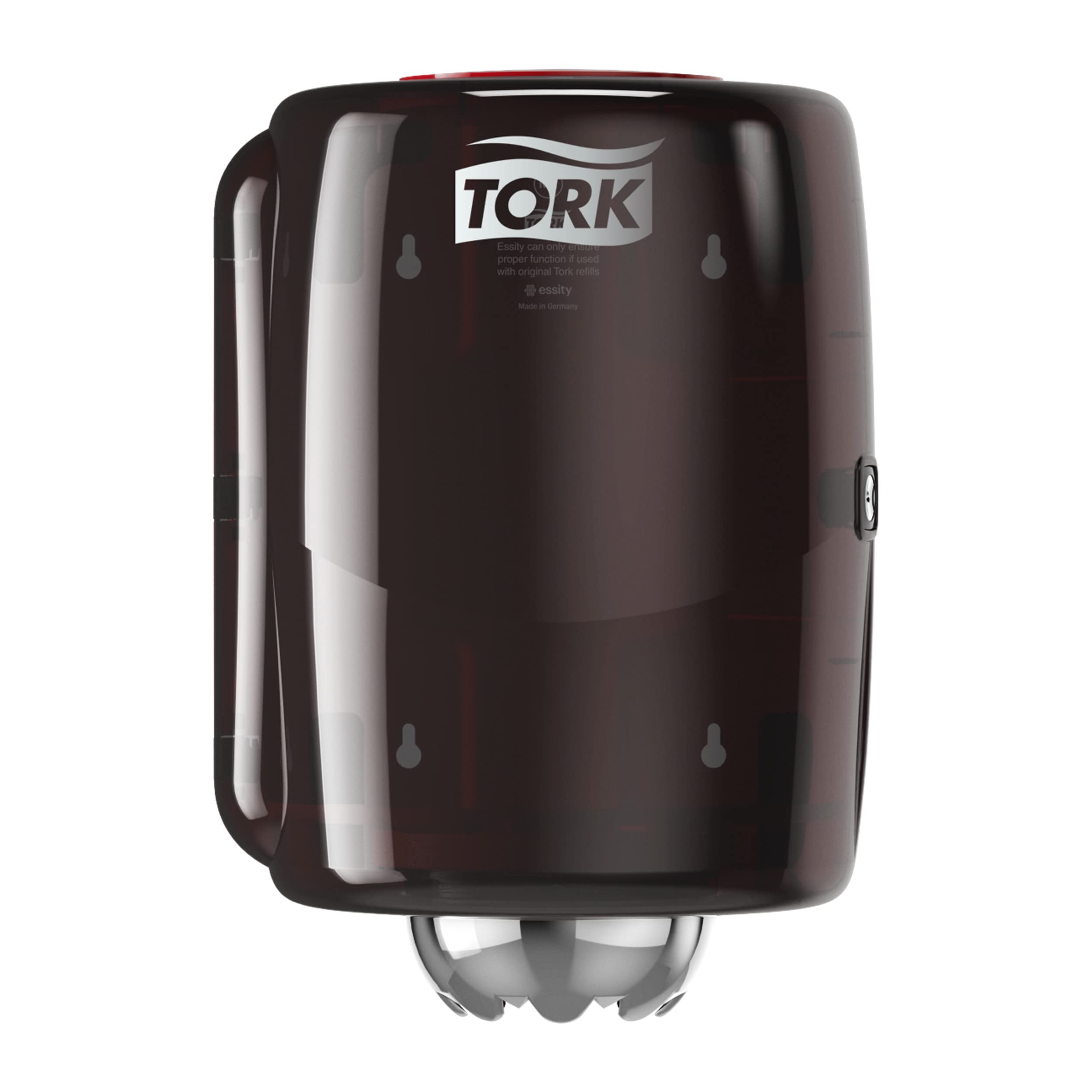 Tork 659008 Dispensador de alimentación central Performance / Soporte de papel mecha compatible con el sistema M2 / Negro y Rojo