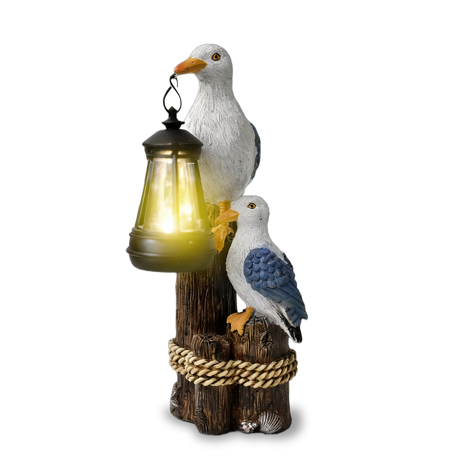 Statua solare da giardino a forma di gabbiano, lanterna a LED, impermeabile, decorazione da giardino, per esterni, balcone, terrazza, giardino, statua in resina, faro, decorazione marittima