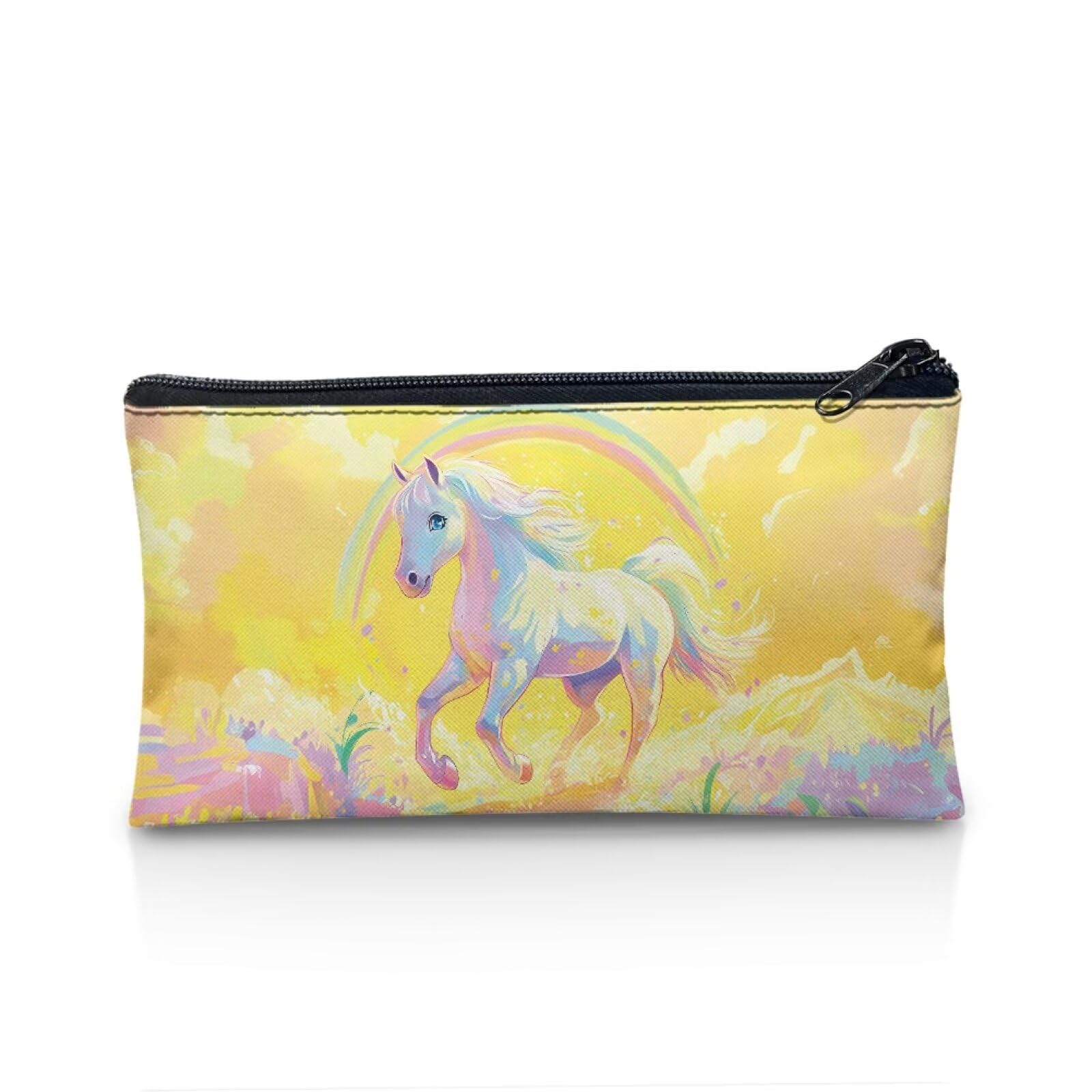 UOIMAG Rainbow Horse Pencil Case for Girls Cute Pen Pouch Back to School Stationery Supplies