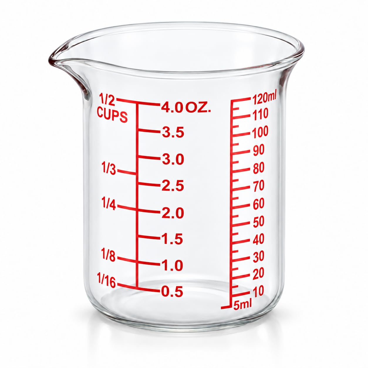 Ackers BORO3.3 4 oz/120 ml Glass Measuring Cup with V-Shaped Spout, 1 Count
