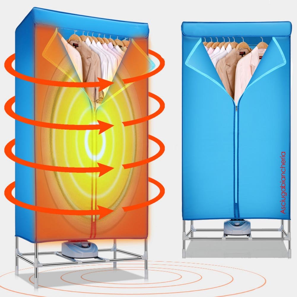 Bakaji Secadora eléctrica de armario, secador de ropa de aire caliente, potencia 1200 W con temporizador, 180 min, dimensiones 65 x 45 x 138 cm