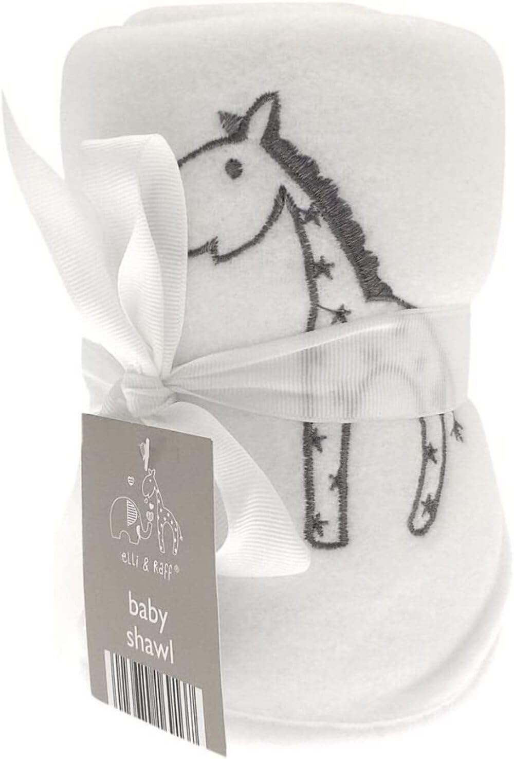Elli & Raff Embroidered Soft Baby Shawl Blanket - White (83cm x 102cm)