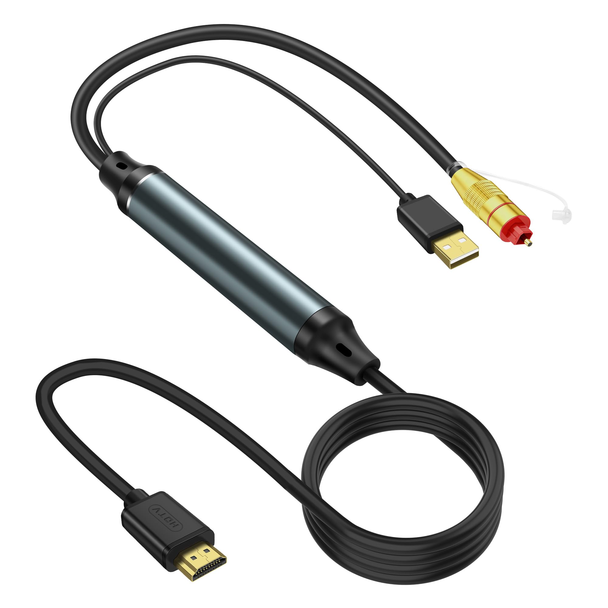 XMSJSIY Adaptador HDMI ARC a audio óptico, extractor HDTV ARC a SPDIF, cable de fibra óptica con cable de alimentación USB para sistema de sonido, altavoz, cine en casa