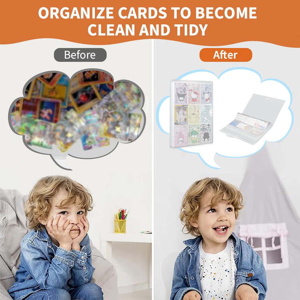 PATPAT® 540 Pockets 2.6x3.58 inches Per Cell Card Holder, Trading Cards Organizer Holder Double Sided Transparent Card Collection Book with Snap Button Closure Game Trading Card Holder 2