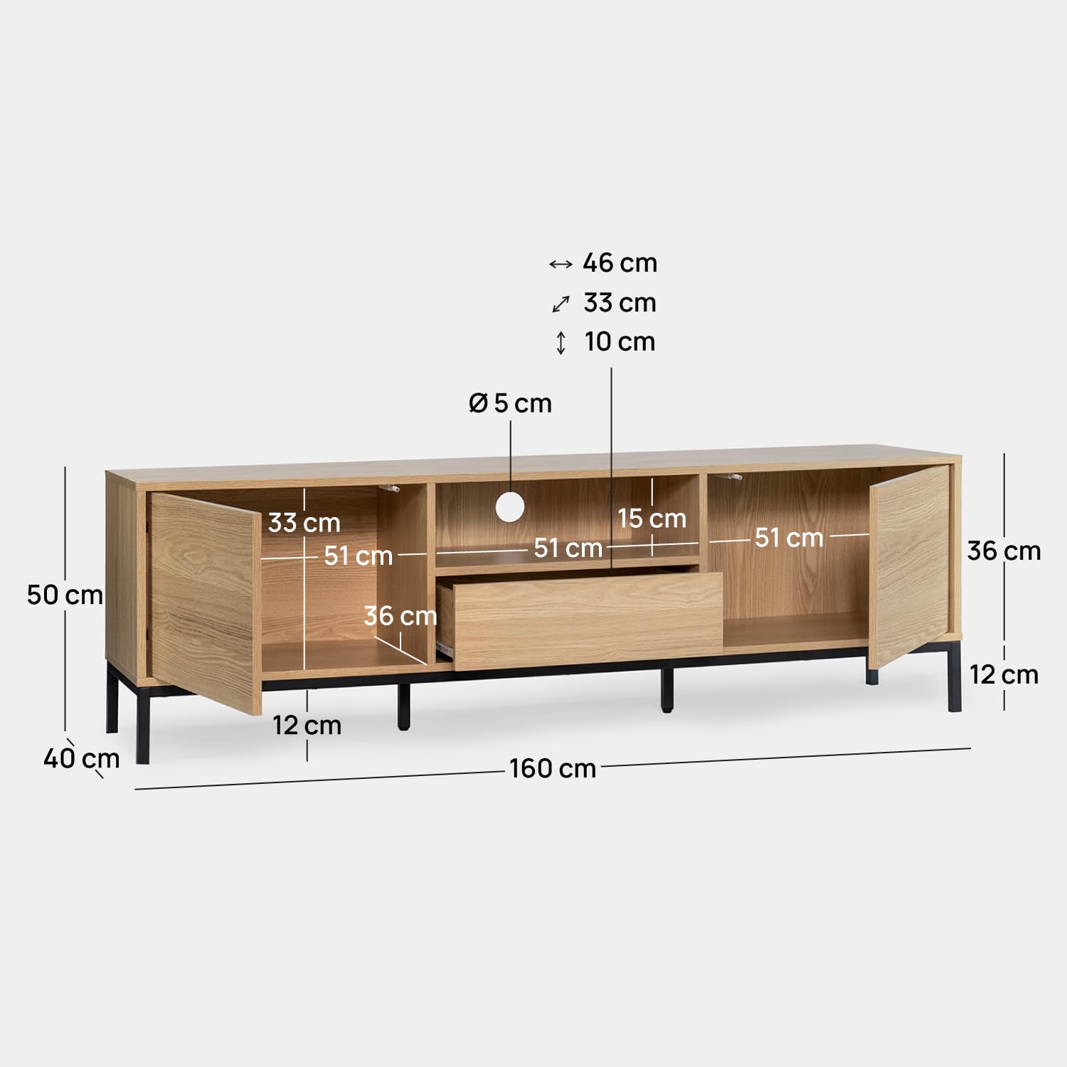 KLAST Mueble TV 160 en Madera Color Natural