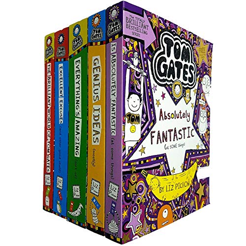 Tom Gates Series 1 Liz Pichon Collection 1 - 5 Books Set (The Brilliant World of Tom Gates, Excellent Excuses, Genius Ideas, Everything's Amazing, Is Absolutely Fantastic)