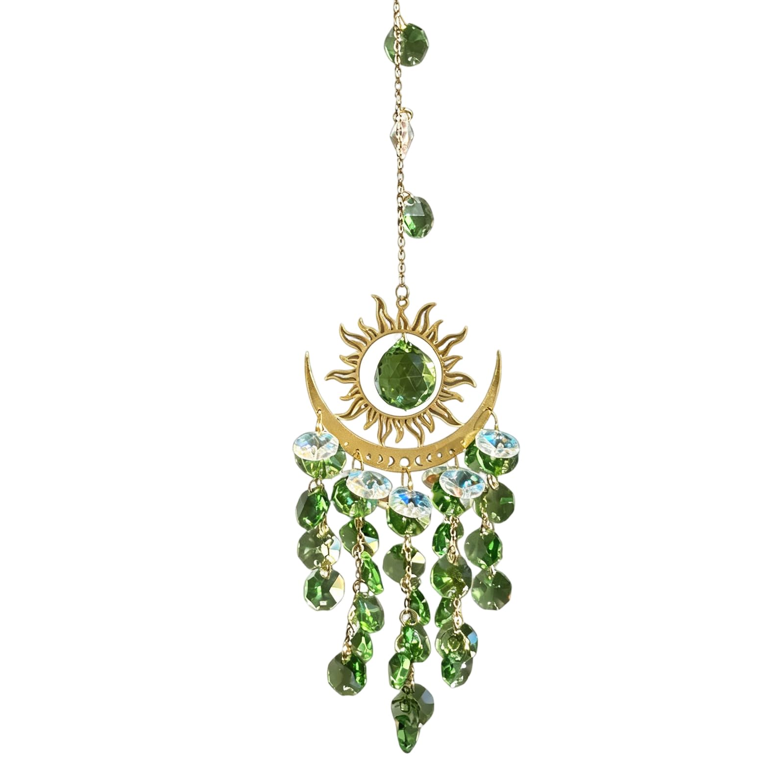 Shntig Fruit Green Crystal Sunlight Catchers Moons And Sun Shape Crystal Hanging Ornament Suitable For Indoor Illuminations Sunstones Catchers