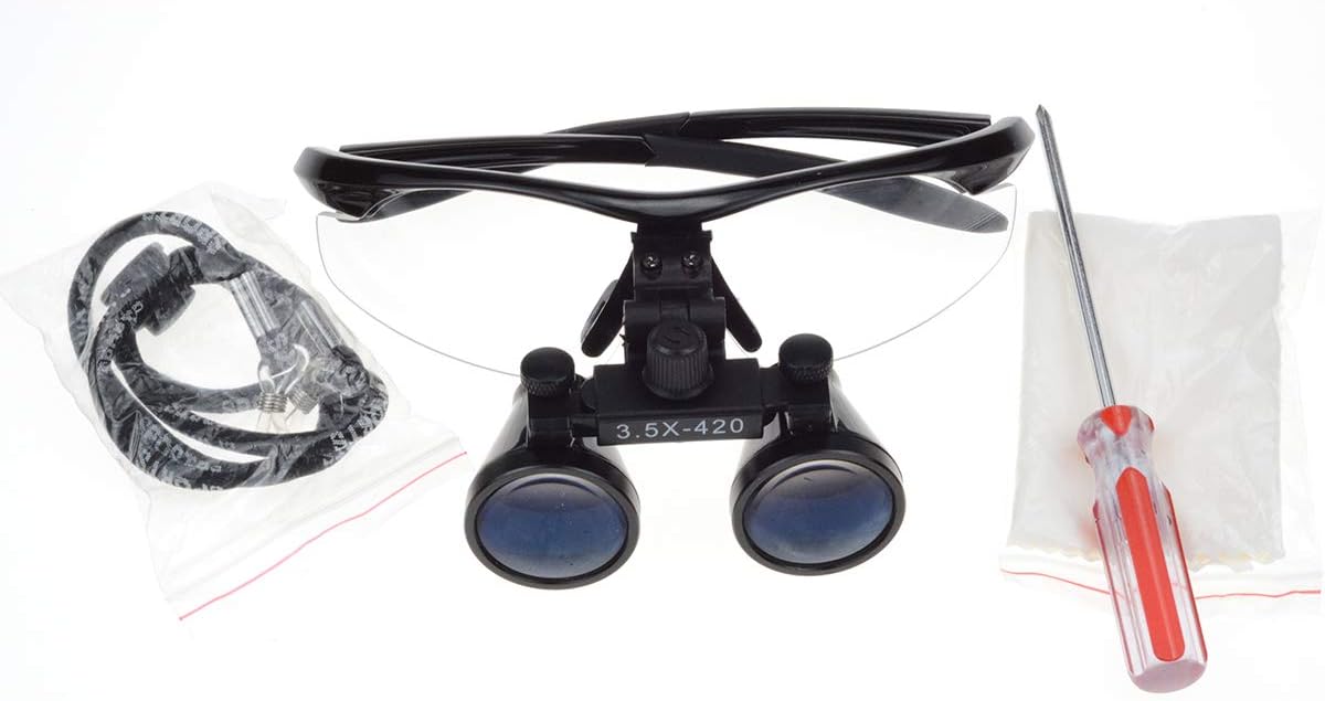 NSKI 3.5X420mm Binocular Loupes DY-102 Optical Glass Plastic Frame with Antifog Black