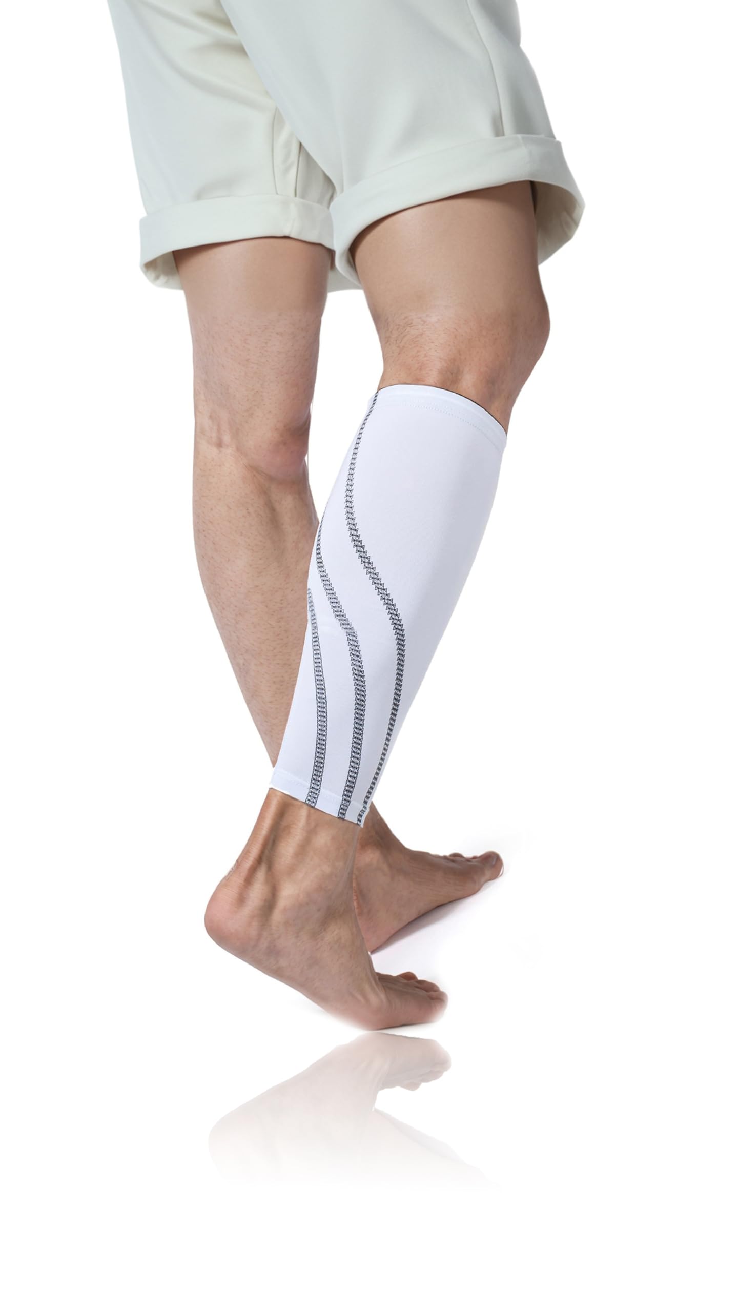 – Sweet seven Compression Calf Sleeves for Sports | Shin Splints, Muscle Cramps, Running | Men, Women | L, White