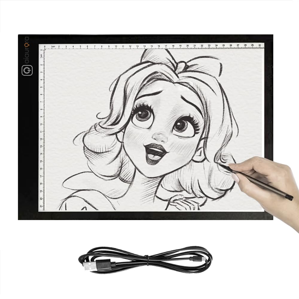 AIAURORA A4 LED Copy Board Light Tracing Drawing Board, Ultra-Thin Adjustable USB Power Art Craft LED Trace Light Pad for Tattoo Drawing, Diamond Painting, Streaming, Sketching, Stenciling (A4-New)-image-16