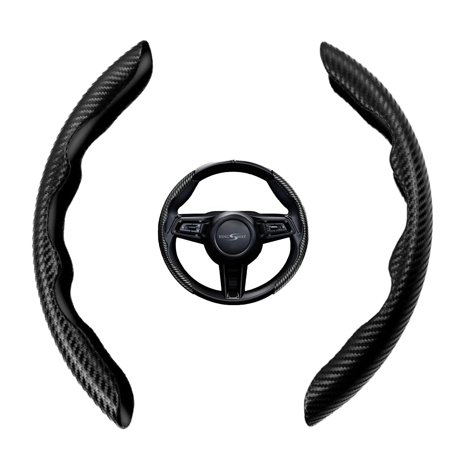 KINGSWAY Advanced Fiber Steering Wheel Grip Cover Compatible with Hyundai Venue (Year 2022 Onwards) with Carbon Black Fi