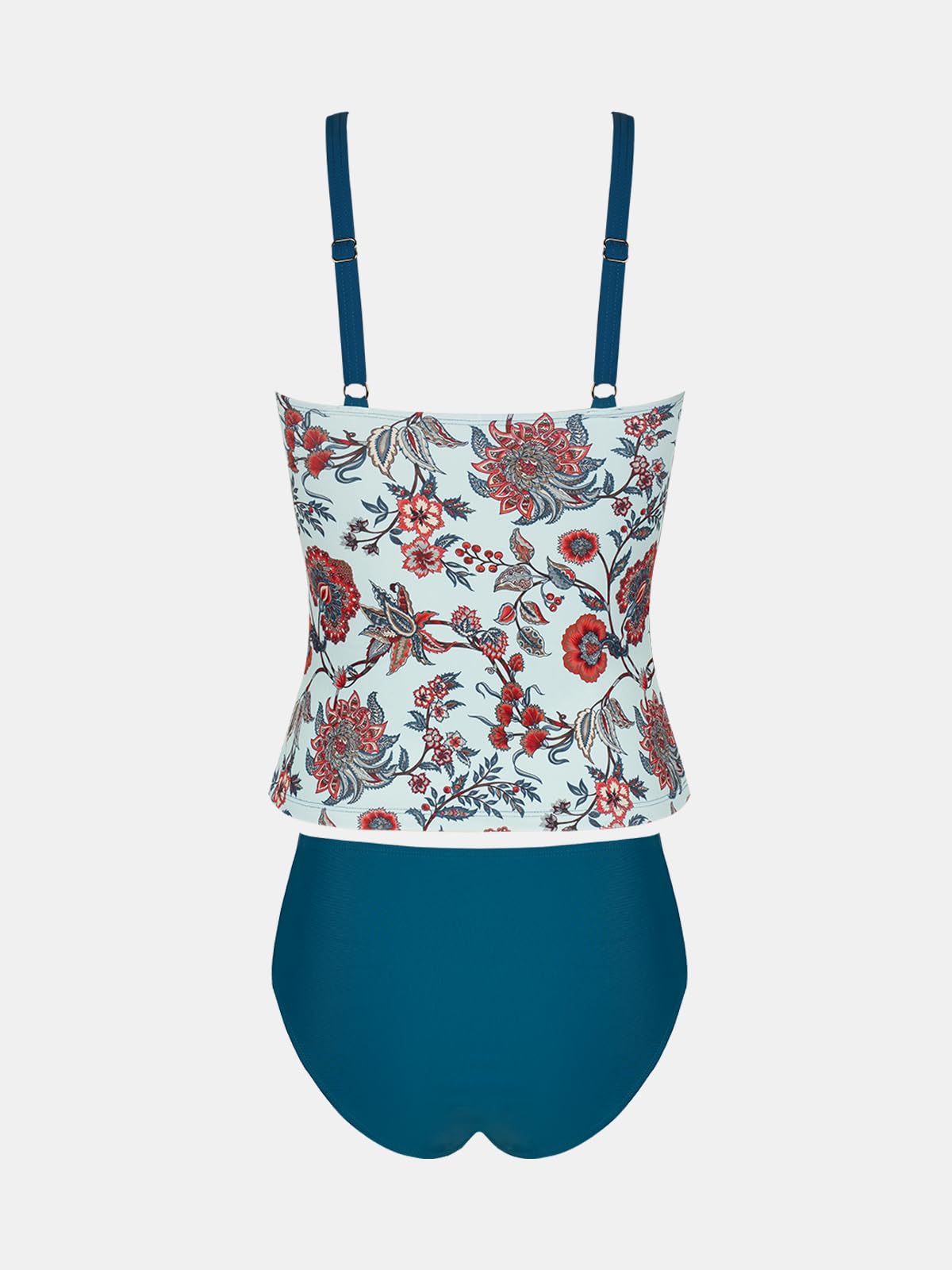 CUPSHE Conjunto de tankini de dos piezas para mujer, cuello cuadrado, tirantes ajustables, trajes de baño fruncidos