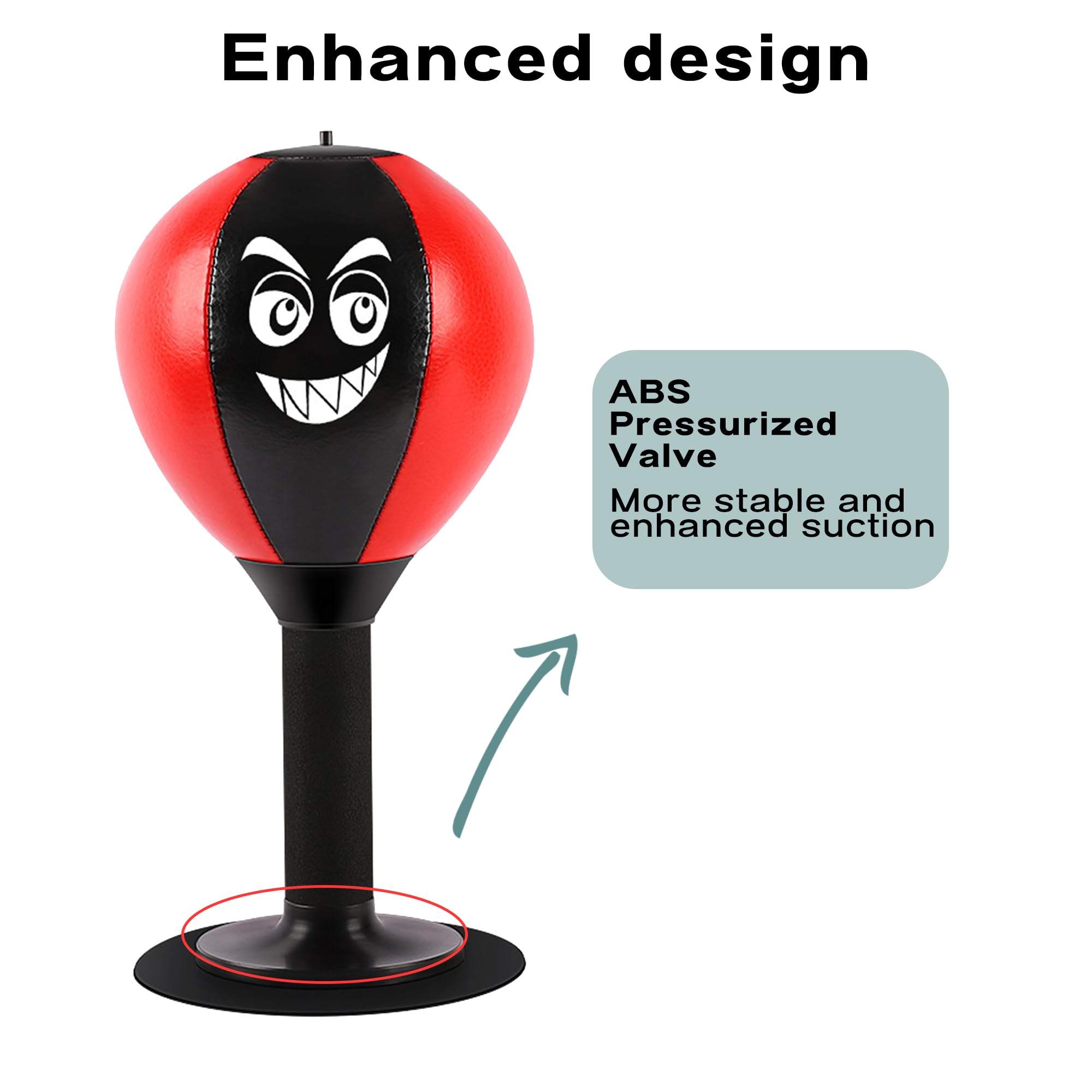 Punchingball, table de punching avec ressorts, ventouse pour soulager le stress pour patron, collègue, amis, 18 x 17,5 x 37 cm (rouge/noir)