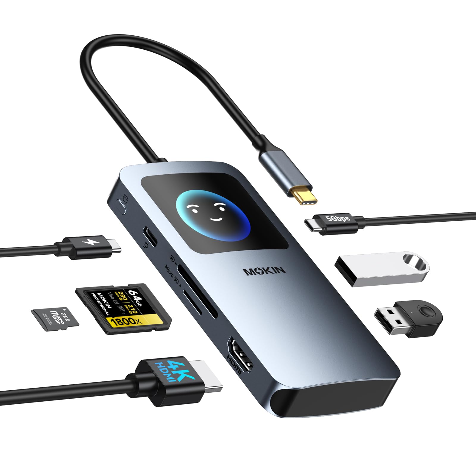 MOKiN 7 in 1 USB C Hub, 4K@60Hz Smart LED Docking Station with HDMI,PD 100W,2*USB A 3.0,USB C 3.0,SD/TF Card Reader,Monitor Adapter for MacBook/Dell/HP/Lenovo-image-23