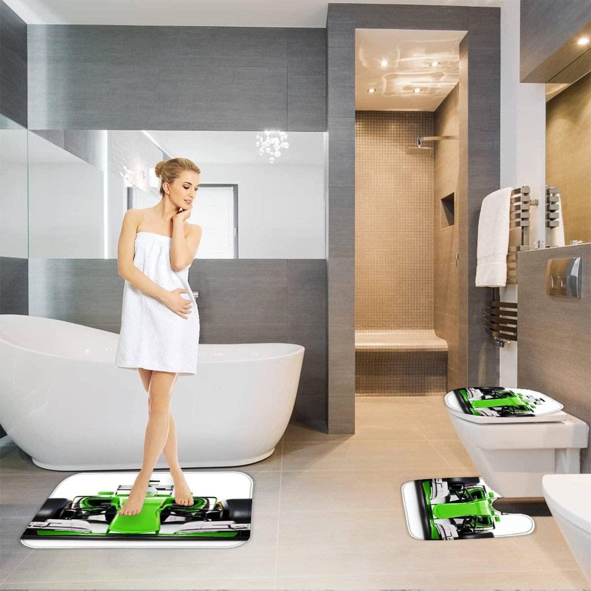 Genérico Alfombra de baño, alfombras de baño Negras escandinavas, Alfombra de baño de Lujo de Microfibra, Juego de alfombras absorbentes, Alfombrillas de baño vikingas Vintage, Alfombrilla de pedesta