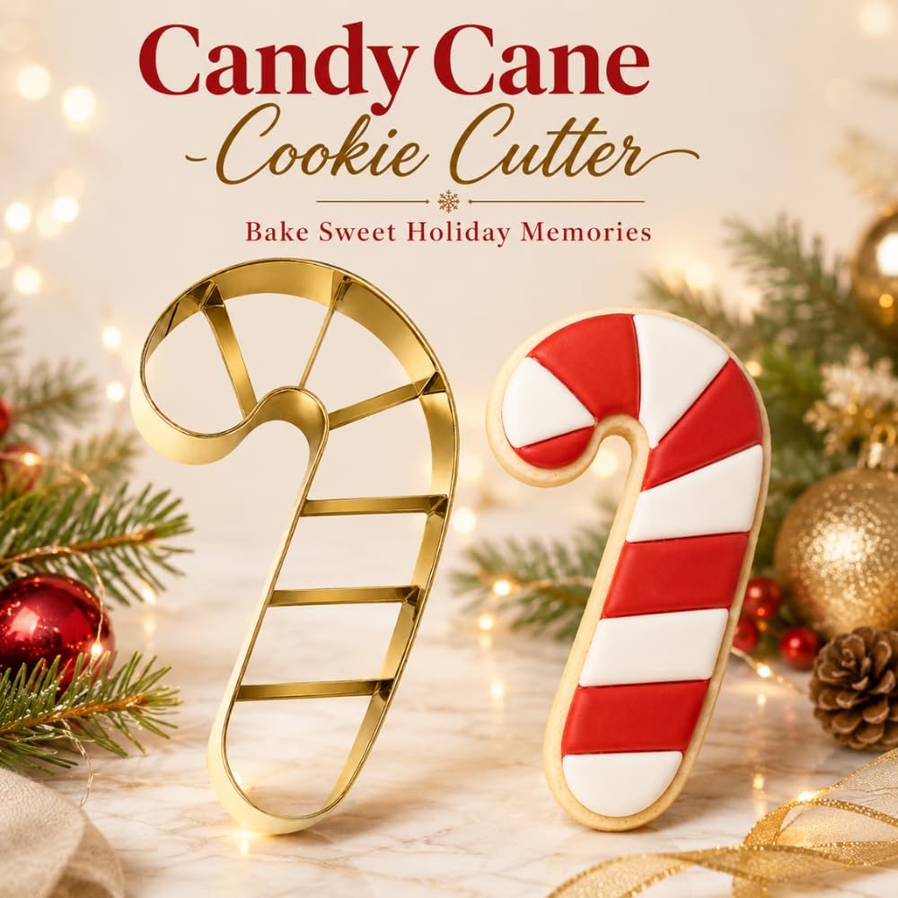 Candy Cane Cookie Cutter, 4.13 In Stainless Steel Christmas Biscuit Mold