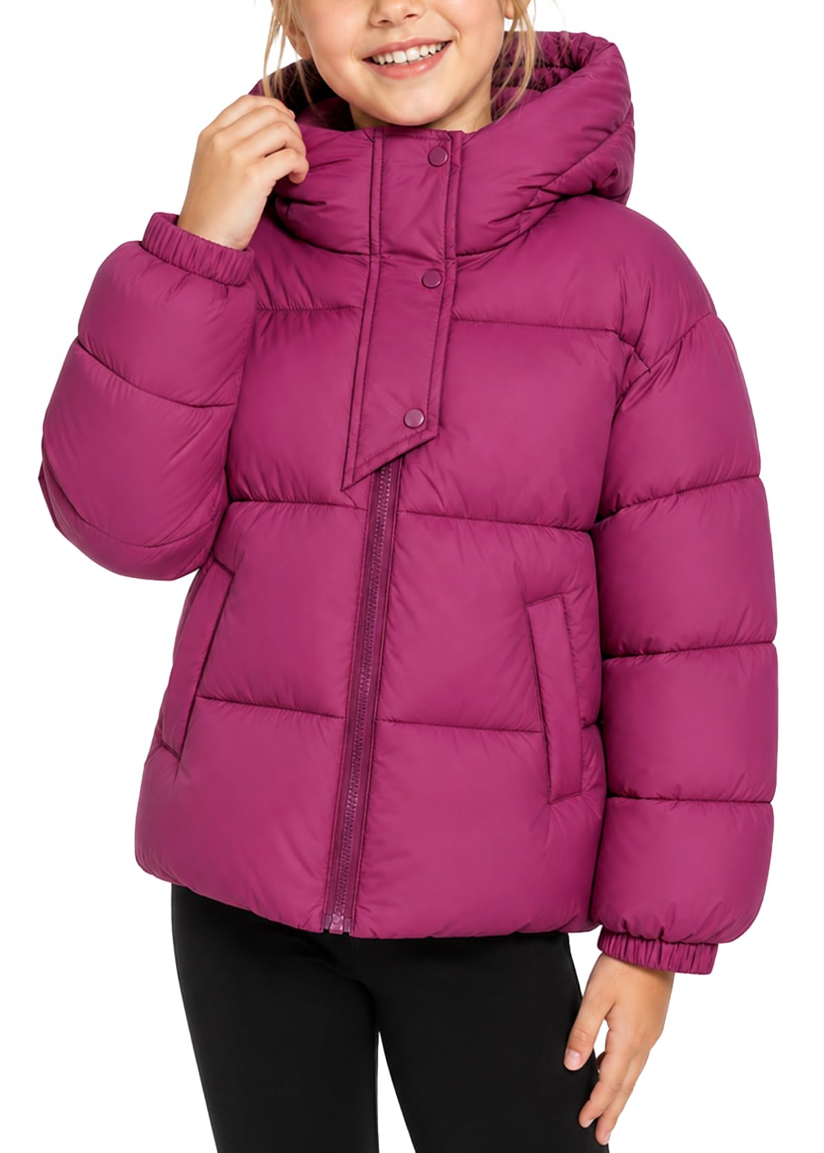 FEOYA Mädchen Winterjacke Mit Kapuze Wasserdicht Winddicht Warm Dick Puffer Steppmantel Winter Outdoor Jacke Für Kinder 4-13 Jahre