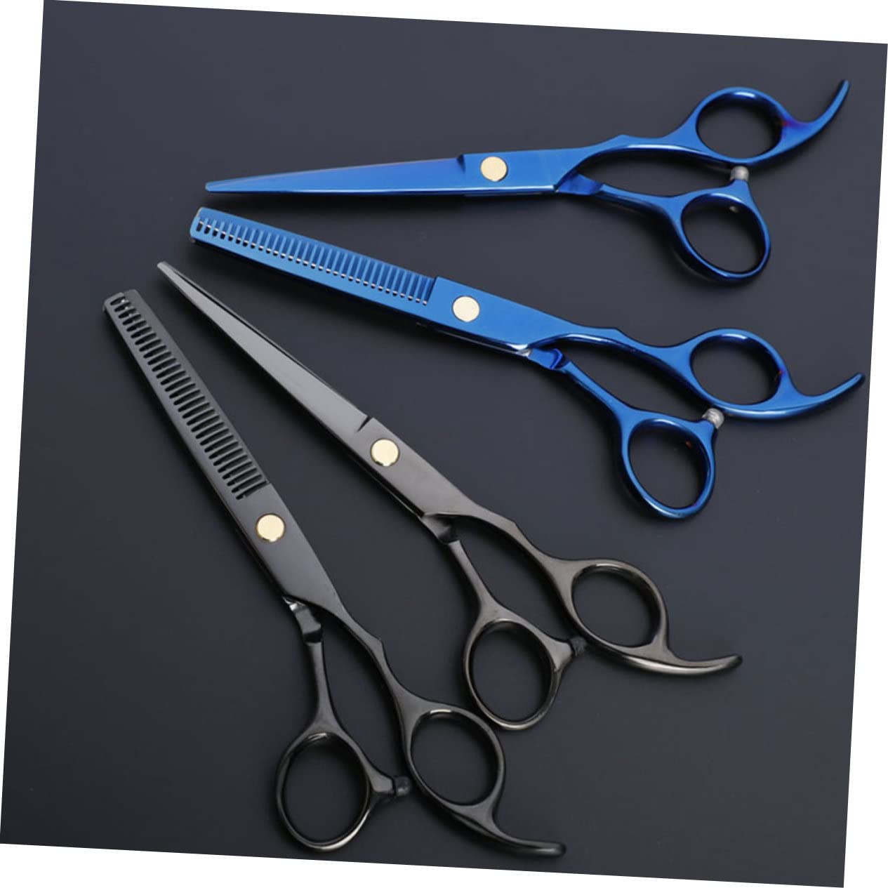 Ciseaux de Barbier Professionnels pour Cheveux, Lot de 2, Bleu